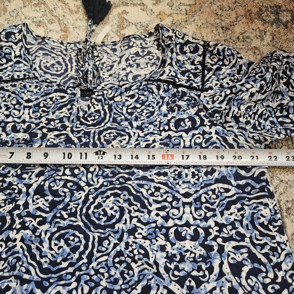 Passport Navy and White Patterned Blouse - Picture 11 of 11